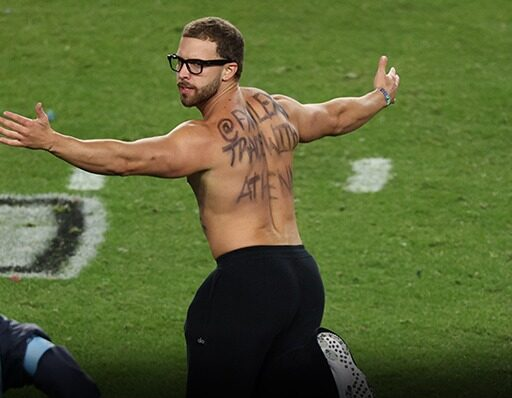 Super Bowl Streaker Identified and Message on His Back Explained