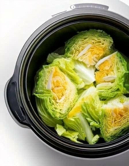 Put raw cabbage wedges in a slow cooker with these 3 ingredients. It’ll wow you.. Full recipe